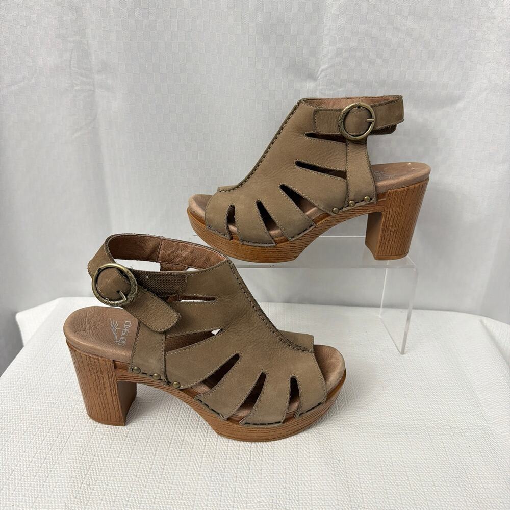 Dansko Sandals Womens Size 6 Demetra High Heel Ankle Strap Brown Leather 36 - Picture 8 of 11